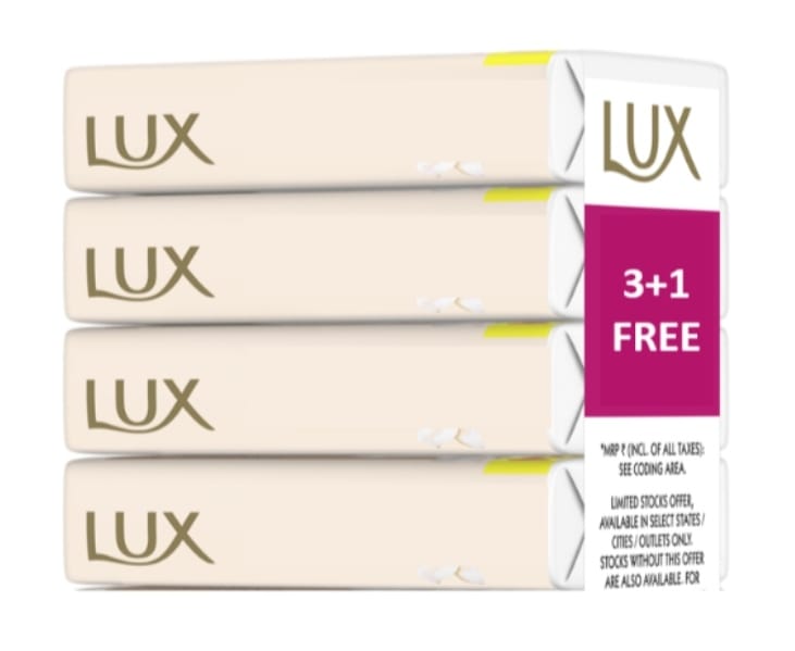 Lux Creamy Glow Jasmine & Vitamin E Soap, 100g 3+1 free pack